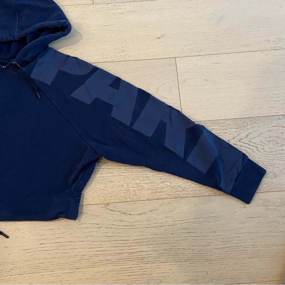 IVY PARK Cropped Hoodie Small Navy Dolman Sleeve Drawstring Hem EUC - Picture 7 of 10